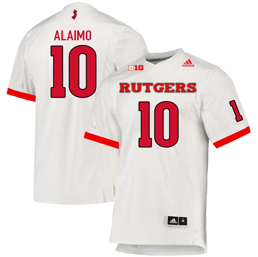 Men #10 Matt Alaimo Rutgers Scarlet Knights College Football Jerseys Sale-White